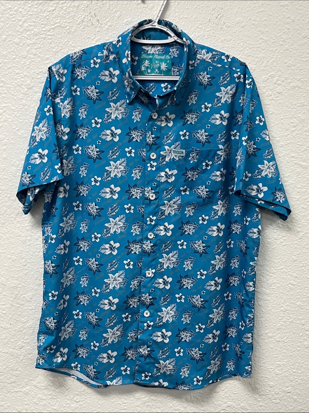 DIXXON The Pua Teal Blue Floral Short-Sleeve Button-Down Shirt
#1188